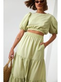 Summer set of women\'s blouse and skirt, light khaki FG647 - Online store - Boutique